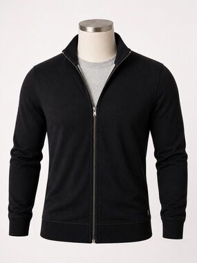Hugo Boss Men's Black Zip-Up Sweater